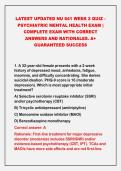 2026-2027 LATEST UPDATED NU 641 WEEK 2 QUIZ -&NewLine;PSYCHIATRIC MENTAL HEALTH EXAM &vert;&NewLine;COMPLETE EXAM WITH CORRECT&NewLine;ANSWERS AND RATIONALES&period; A&plus;&NewLine;GUARANTEED SUCCESS