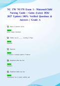 NU 170&sol; NU170 Exam 1&ndash; Maternal-Child Nursing Guide&vert; Galen &lpar;Latest 2026&sol; 2027 Update&rpar; 100&percnt; Verified Questions & Answers &vert; Grade A