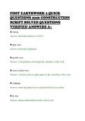 FDOT EARTHWORK 2 QUICK&NewLine;QUESTIONS 2026 CONSTRUCTION&NewLine;SCRIPT SOLVED QUESTIONS&NewLine;VERIFIED ANSWERS A&plus;&NewLine;