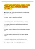 MATH 120 STATISTICS STUDY GUIDE REVIEW 2026 PRECISE ANSWERS GRADED A&period;
