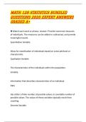 MATH 120 STATISTICS BUNDLED QUESTIONS 2026 EXPERT ANSWERS GRADED A