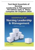 Test Bank Essentials of Nursing Leadership & Management 7th Edition Sally A&period; Weiss ISBN 9780803636636 Complete All Chapters Questions and Answers A&plus;&NewLine;