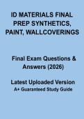 Interior Design Materials Final Prep&colon; Synthetics&comma; Paint & Wallcoverings Study Guide & Exam Review Notes &lpar;2026 Updated&rpar;