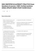 HESI OBSTETRICS&sol;MATERNITY PRACTICE Exam Questions & Answers &vert; 100&percnt; Verified solutions &lpar;2026&rpar; UPDATE &vert;2026&excl;&excl; STUDY GUIDE EXAM