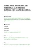 FLORIDA DENTAL HYGIENE LAWS AND&NewLine;RULES ACTUAL EXAM PAPER 2026&NewLine;QUESTIONS WITH SOLUTIONS GRADED A&plus;