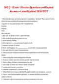 SHS 311 Exam 1 Practice Questions and Revised Answers &ndash; Latest Updated 2026&sol;2027 
