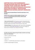 CERTIFIED ESCALATOR MAINTENANCE TECHNICIAN EXAM PRACTICE TEST 2026&sol;2027 &vert; UPDATED STUDY GUIDE WITH VERIFIED ANSWERS&comma; DETAILED RATIONALES & ELEVATOR &sol; ESCALATOR TECHNICAL CERTIFICATION PREPARATION MATERIAL &lpar;INSTANT DOWNLOAD PDF&rpar;