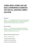 FLORIDA DENTAL HYGIENE LAWS AND&NewLine;RULES COMPREHENSIVE EXAMINATION&NewLine;TEST 2026 FULL QUESTIONS CORRECT&NewLine;SOLUTIONS&NewLine;