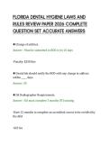 FLORIDA DENTAL HYGIENE LAWS AND&NewLine;RULES REVIEW PAPER 2026 COMPLETE&NewLine;QUESTION SET ACCURATE ANSWERS