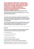 TEXAS ASBESTOS ABATEMENT SUPERVISOR EXAM PRACTICE TEST 2026 &vert; UPDATED STUDY GUIDE WITH VERIFIED ANSWERS&comma; DETAILED RATIONALES & ASBESTOS REMOVAL CERTIFICATION PREPARATION MATERIAL &lpar;INSTANT DOWNLOAD PDF&rpar;
