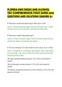 FLORIDA DMV DRUGS AND ALCOHOL&NewLine;TEST COMPREHENSIVE STUDY GUIDE 2026&NewLine;QUESTIONS AND SOLUTIONS GRADED A&plus;