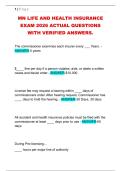 MN LIFE AND HEALTH INSURANCE &NewLine;EXAM 2026 ACTUAL QUESTIONS &NewLine;WITH VERIFIED ANSWERS&period; 