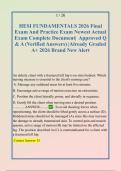 HESI FUNDAMENTALS 2026 Final &NewLine;Exam And Practice Exam Newest Actual &NewLine;Exam Complete Document&vert;  Approved Q &NewLine;& A &lpar;Verified Answers&rpar; &vert;Already Graded &NewLine;A&plus; 2026 Brand New Alert