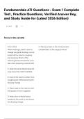 Fundamentals ATI Questions - Exam 1 Complete Test &comma; Practice Questions&comma; Verified Answer Key&comma; and Study Guide for &lpar;Latest 2026 Edition&rpar;