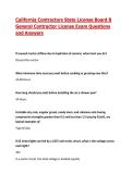 California Contractors State License Board B General Contractor License Exam Questions and Answers