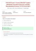 NUR 265 Exam 3 &lpar;Latest 2026&sol;2027 Update&rpar; &vert; Abdominal Assessment&comma; Breast & Genitalia&comma; Musculoskeletal & NCLEX-Style Questions &vert; Comprehensive Physical Assessment Review &vert; Exam Questions & Answers &vert; Grade A&plus;