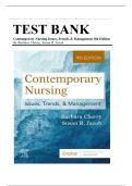 Test Bank For Contemporary Nursing&colon; Issues&comma; Trends&comma; & Management&comma; 9th Edition by Barbara Cherry and Susan R&period; Jacob&NewLine;