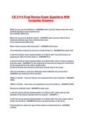 CS 2114 Final Review Exam Questions With Complete Answers