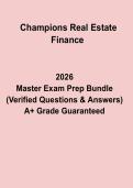 Champions Real Estate Finance Study Guide&comma; Investment Analysis&comma; Mortgage Concepts & Exam Preparation Materials &lpar;2026 Updated&rpar;