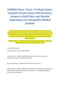 COMSAE Phase 1 Form 114 Study Guide &vert; Complete Practice Exam with Questions&comma; Answers in Bold Italic&comma; and Detailed Explanations for Osteopathic Medical Students