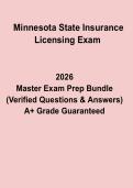 Minnesota State Insurance Licensing Exam Practice Questions&comma; Answers & Complete Study Guide &lpar;2026 Updated&rpar;
