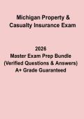 Michigan Property & Casualty Insurance Exam Practice Questions&comma; Answers & Licensing Study Guide &lpar;2026 Updated&rpar;