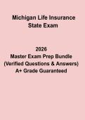 Michigan Life Insurance State Exam Practice Questions&comma; Answers & Licensing Study Guide &lpar;2026 Updated&rpar;