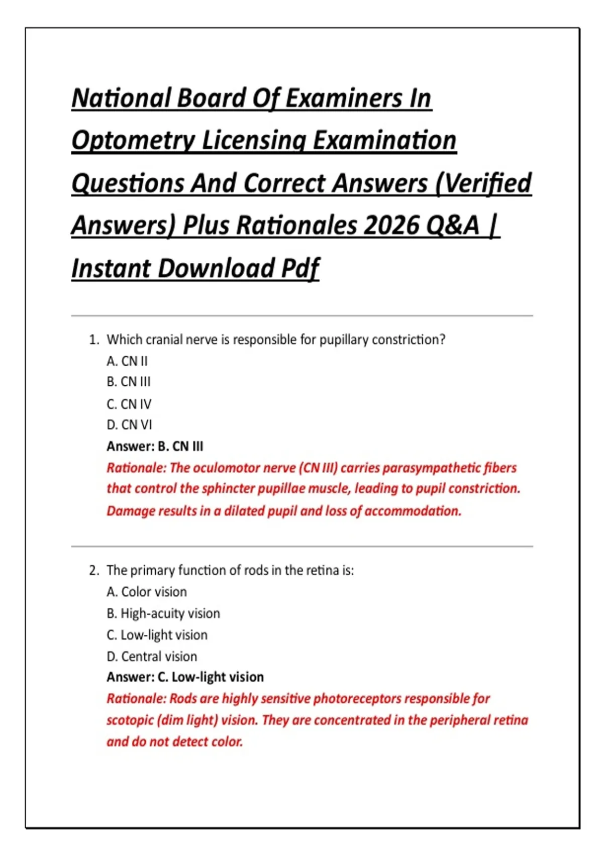 Optometry Instruments Osce Questions National Board Of Examiners In Optometry Licensing Examination ...