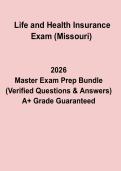 Missouri Life and Health Insurance Exam Practice Questions&comma; Answers & Licensing Study Guide &lpar;2026 Updated&rpar;