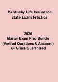 Kentucky Life Insurance State Exam Practice Questions&comma; Answers & Licensing Study Guide &lpar;2026 Updated&rpar;