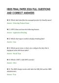 HBSS FINAL PAPER 2026 FULL QUESTIONS&NewLine;AND CORRECT ANSWERS
