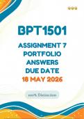 Bpt1501 Assignment 7 Portfolio &vert;&vert;&lpar;Complete Answers & Guidelines&rpar;&vert; Due Date 18 May 2026