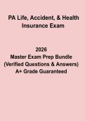 Pennsylvania Life&comma; Accident & Health Insurance Exam Practice Questions&comma; Answers & Licensing Study Guide &lpar;2026 Updated&rpar;