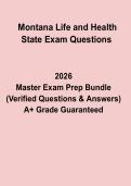 Montana Life & Health State Exam Questions&comma; Answers & Insurance Licensing Study Guide &lpar;2026 Updated&rpar;