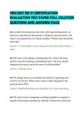 HESI EXIT RN V1 CERTIFICATION&NewLine;EVALUATION TEST PAPER FULL SOLUTION&NewLine;QUESTIONS AND ANSWERS PACK