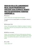 HESI RN HEALTH ASSESSMENT&NewLine;REAL EXAM NIGHTINGALE&NewLine;COLLEGE 2026 CLINICAL SCRIPT&NewLine;SOLVED QUESTIONS VERIFIED&NewLine;ANSWERS A&plus;&NewLine;