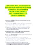 ATI Comfort&comma; Rest&comma; and Sleep EXAM &NewLine;STUDY GUIDE 2026&sol;2027 ACCURATE &NewLine;QUESTIONS WITH CORRECT &NewLine;DETAILED SOLUTIONS &vert;&vert; &NewLine;100&percnt; GUARANTEED PASS &NewLine;<NEWEST VERSION> &NewLine;