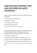 HOME HEALTH AIDE COMPETENCY STUDY&NewLine;GUIDE 2026 VERIFIED Q&A MASTER&NewLine;SOLUTION PACK
