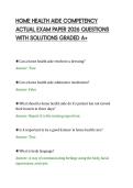 HOME HEALTH AIDE COMPETENCY&NewLine;ACTUAL EXAM PAPER 2026 QUESTIONS&NewLine;WITH SOLUTIONS GRADED A&plus;