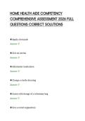 HOME HEALTH AIDE COMPETENCY&NewLine;COMPREHENSIVE ASSESSMENT 2026 FULL&NewLine;QUESTIONS CORRECT SOLUTIONS&NewLine;