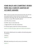 HOME HEALTH AIDE COMPETENCY REVIEW&NewLine;PAPER 2026 COMPLETE QUESTION SET&NewLine;ACCURATE ANSWERS&NewLine;
