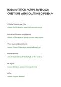 HOSA NUTRITION ACTUAL PAPER 2026&NewLine;QUESTIONS WITH SOLUTIONS GRADED A&plus;