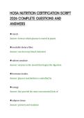 HOSA NUTRITION CERTIFICATION SCRIPT&NewLine;2026 COMPLETE QUESTIONS AND&NewLine;ANSWERS&NewLine;