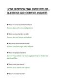 HOSA NUTRITION FINAL PAPER 2026 FULL&NewLine;QUESTIONS AND CORRECT ANSWERS&NewLine;