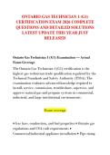 ONTARIO GAS TECHNICIAN 1 &lpar;G1&rpar; &NewLine;CERTIFICATION EXAM 2026 COMPLETE &NewLine;QUESTIONS AND DETAILED SOLUTIONS &NewLine;LATEST UPDATE THIS YEAR JUST &NewLine;RELEASED