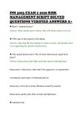 INS 3003 EXAM 2 2026 RISK&NewLine;MANAGEMENT SCRIPT SOLVED&NewLine;QUESTIONS VERIFIED ANSWERS A&plus;&NewLine;