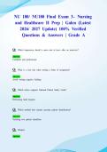 NU 180&sol; NU180 Final Exam 3&ndash; Nursing and Healthcare II Prep &vert; Galen &lpar;Latest 2026&sol; 2027 Update&rpar; 100&percnt; Verified Questions & Answers &vert; Grade A&NewLine;