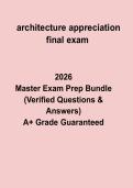Architecture Appreciation Final Exam Practice Questions&comma; Answers & Complete Study Guide &lpar;2026 Updated&rpar;
