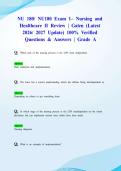 NU 180&sol; NU180 Exam 1&ndash; Nursing and Healthcare II Review &vert; Galen &lpar;Latest 2026&sol; 2027 Update&rpar; 100&percnt; Verified Questions & Answers &vert; Grade A