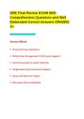 DRE Final Review EXAM With Comprehensive Questions and Well Elaborated Correct Answers GRADED A&plus;&period;